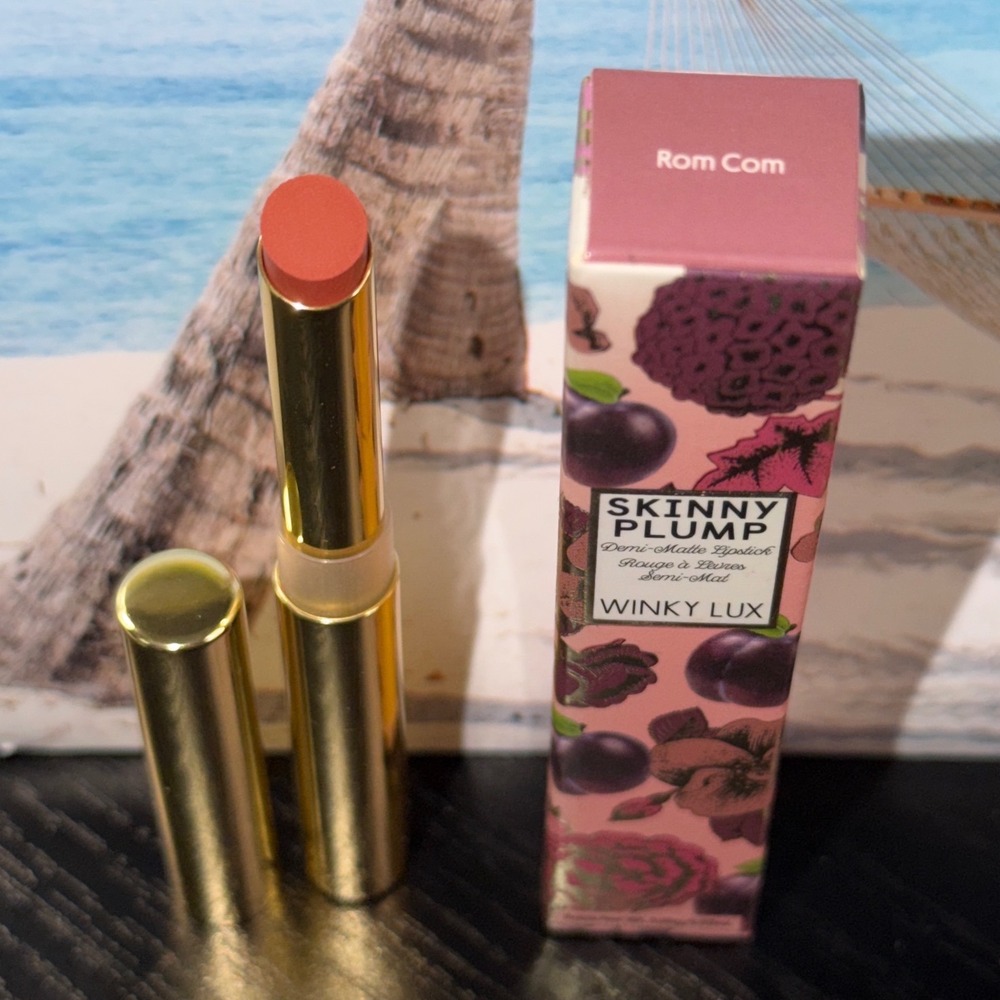 Winky Lux Skinny Plump Demi-Matte Lipstick Rom Com Pink Berry Plumping‎ New Box